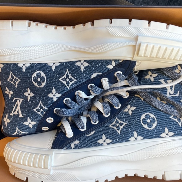 Monogram Louis Vuitton Denim Boot Sneakers - Picture 1 of 6